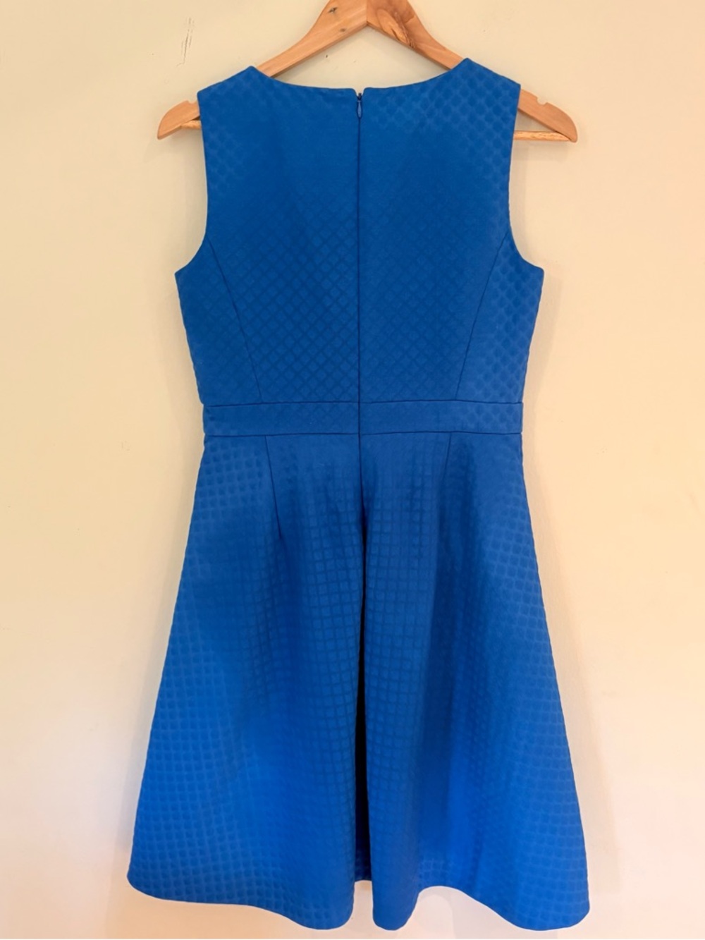 J. Crew Sleeveless Textured Royal Blue Fit & Flare Midi Dress Sz 6 - Picture 5 of 11